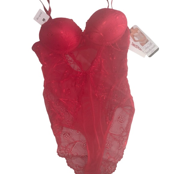 Rene Rofe Red Lace Bra Bodysuit - Picture 1 of 4